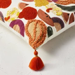 18"x18" Square Cotton Embroidered Harvest Accent Pillow White/Red/Mustard - Opalhouse™ Designed With Jungalow™ -Opalhouse Furniture Sales Store GUEST 2a242e61 0c06 4d42 a26e 193797b3c7b4