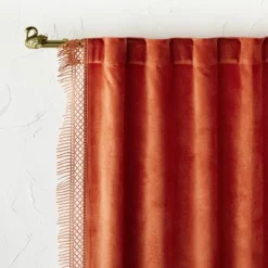 1pc Light Filtering Velvet Macrame Trim Window Curtain Panel Burnt Orange - Opalhouse™ Designed With Jungalow™ -Opalhouse Furniture Sales Store GUEST 9bfd56a0 ad5c 4df0 98b1 851ec6623ce3