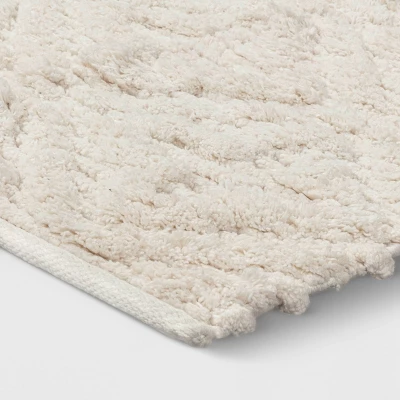 Textured Diamond Shag Bath Rug Cream - Opalhouse™ 1 Textured Diamond Shag Bath Rug Cream - Opalhouse™