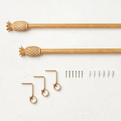 Pineapple Faux Wood Curtain Rod Natural Wood - Opalhouse™ Designed With Jungalow™ 3 Pineapple Faux Wood Curtain Rod Natural Wood - Opalhouse™ Designed With Jungalow™ - Image 3