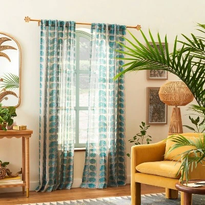 1pc Sheer Vines Burnout Window Curtain Panel Green - Opalhouse™ Designed With Jungalow™ 1 1pc Sheer Vines Burnout Window Curtain Panel Green - Opalhouse™ Designed With Jungalow™