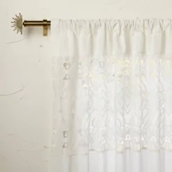 1pc Sheer Banded Geo Macrame Window Curtain Panel White - Opalhouse™ Designed With Jungalow™ -Opalhouse Furniture Sales Store GUEST e45ca8b5 c8fb 4bcd 9418 e1344d66992c