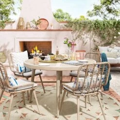 Leona 46" Round Crushed Bamboo Stamped Steel Top Patio Dining Table - Opalhouse™ -Opalhouse Furniture Sales Store GUEST f04b764c a584 4bfe b9ea 6c0ea8ed5c2c