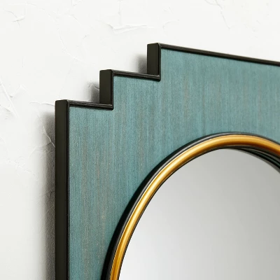 24" X 30" Wood And Brass Wall Mirror Blue - Opalhouse™ Designed With Jungalow™ 2 24" X 30" Wood And Brass Wall Mirror Blue - Opalhouse™ Designed With Jungalow™ - Image 2